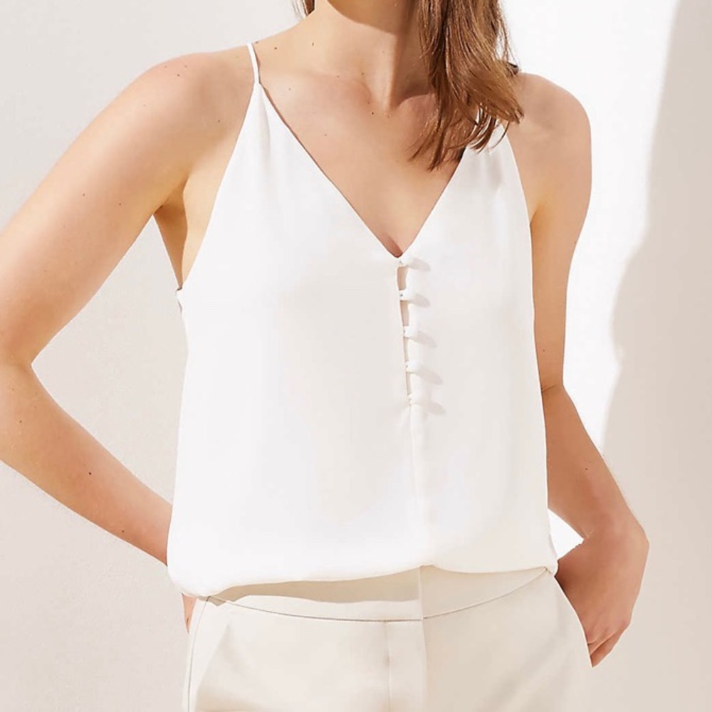 White button up v neck tank